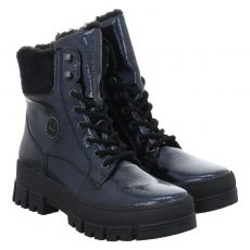  Rieker, Hwk Damen Stiefel, Knautschlack-Schnürstiefel in blau für