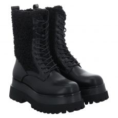  Replay, Any Fur, Kunstleder-Schnürstiefel in schwarz für Damen