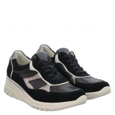  Waldläufer, Carla-h, Veloursleder-Sneaker in schwarz für Damen