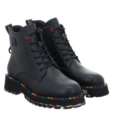  2go, Damen Schnuer-booty, Glattleder-Schnürstiefel in schwarz für