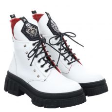  2go Glattleder-Schnürstiefel in weiß für Damen