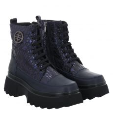  2go Glattleder-Schnürstiefel in blau für Damen