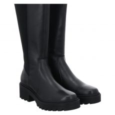  Schuhengel, Sara Black Strech-schaft, hoher Glattleder-Stiefel in schwarz für Damen