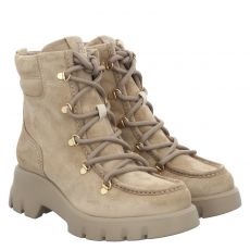  Paul Green, 0078-8237-008, Veloursleder-Schnürstiefel in beige für Damen