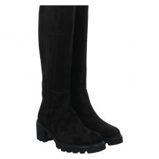  Paul Green, Elastic-schaft, hoher Veloursleder-Stiefel in schwarz für Damen