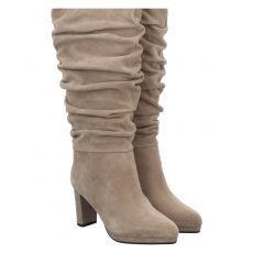  Peter Kaiser, Strech Schaft, hoher Veloursleder-Stiefel in beige für Damen