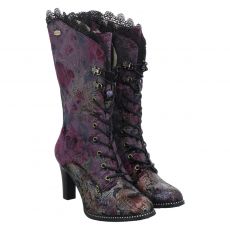  Laura Vita, Schwarz, Textil-Schnürstiefel in mehrfarbig für Damen