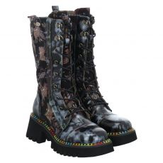  Laura Vita, Schwarz, Textil-Schnürstiefel in mehrfarbig für Damen
