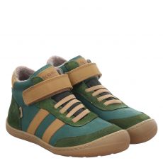  Koel, Barefoot Tex Elastic Napp, Glattleder-Halbschuh in grün für Kinder