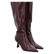  Luca Benini, Stretchschaft, hoher Knautschlack-Stiefel in bordeaux für Damen