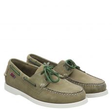  Sebago, Docksides Portland, Fettleder-Halbschuh in grün für Herren