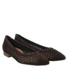  Paul Green, 0079-1215-009, Veloursleder-Ballerina in braun für Damen