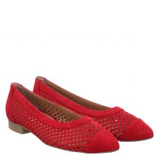 Paul Green, 0079-1215-029, Veloursleder-Ballerina in rot für Damen