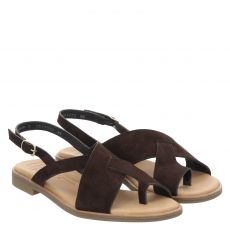  Paul Green, 0079-6216-029, flache Veloursleder-Sandale in braun für Damen