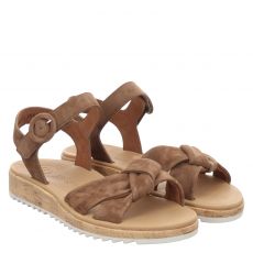  Paul Green, 0079-6105-099, flache Veloursleder-Sandale in braun für Damen