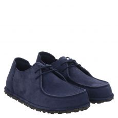  Birkenstock, Utti Lace Leve Normal, Veloursleder-Halbschuh in blau für Herren