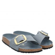  Birkenstock, Madrid Bb Schmal, Fettleder-Pantolette in grau für Damen