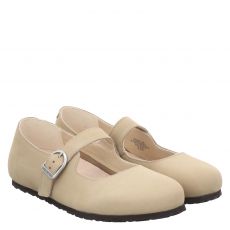  Birkenstock, Santa Clarita Schmal, Nubukleder-Ballerina in beige für Damen
