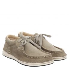  Birkenstock, Pasadena Schmal, Veloursleder-Halbschuh in beige für Damen