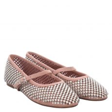  Luca Benini, Rot, Veloursleder-Ballerina in rosa für Damen