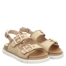  Luca Grossi, Estal, flache Textil-Sandale in beige für Damen