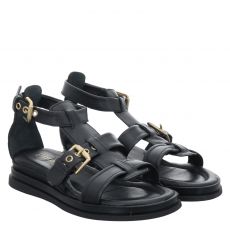  Fraipe flache Glattleder-Sandale in schwarz für Damen