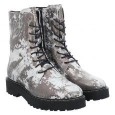  Schuhengel, Grau, Veloursleder-Schnürstiefel in silber für Damen