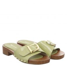  Tamaris, Women Sabot, Knautschlack-Pantolette in olive für Damen