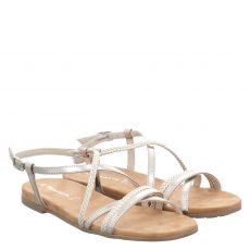  Tamaris, Da.-sandalette, flache Synthetik-Sandale in champagner für Damen