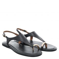  Tamaris, Da.-sandalette, flache Glattleder-Sandale in schwarz für Damen
