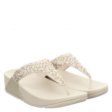  Fitflop, Lulu Crystal Toe Post Sandal, Kunstleder-Slides & Zehentrenner in gold für Damen