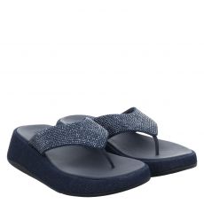  Fitflop, F-mode Toe Post, Textil-Slides & Zehentrenner in blau für Damen