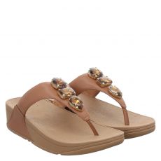  Fitflop, Lulu Ultra-jewel, Kunstleder-Pantolette in beige für Damen