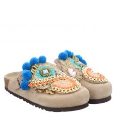  Nan-ku Veloursleder-Pantolette in beige für Damen