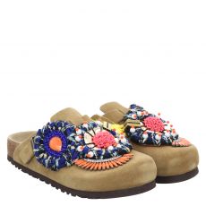  Nan-ku Veloursleder-Pantolette in beige für Damen