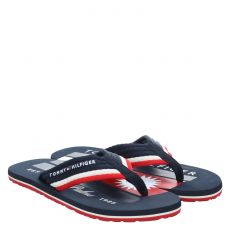  Tommy Hilfiger, Patch Print Hifiger Beach, Textil-Zehentrenner in blau für Herren