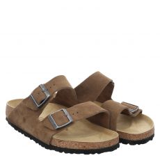  Birkenstock, Arizona Leve Normal, Veloursleder-Pantolette in braun für Herren