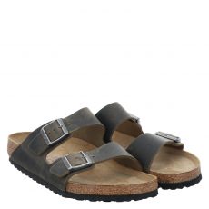  Birkenstock, Arizona Sfb Leoi Normal, Fettleder-Pantolette in grün für Herren