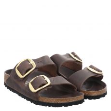  Birkenstock, Arizona Bb Schmal, Fettleder-Pantolette in braun für Damen