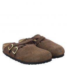  Birkenstock, Blair Schmal, Veloursleder-Pantolette in braun für Damen