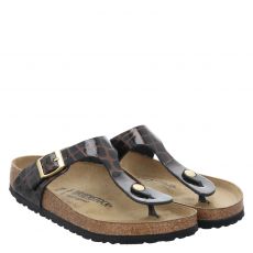  Birkenstock, Gizeh Normal, Lackleder-Slides & Zehentrenner in schwarz für Damen