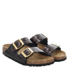  Birkenstock, Arizona Schmal, Lackleder-Pantolette in schwarz für Damen