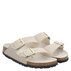  Birkenstock, Arizona Bf Schmal, Birko-Flor-Pantolette in beige für Damen