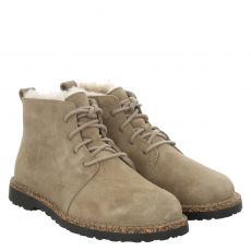  Birkenstock, Uppsala Mid Shearling Schmal, Veloursleder-Schnürstiefel in beige für Damen