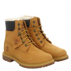  Timberland, Premium 6 Inch Warm Lined, Nubukleder-Schnürstiefel in beige für Damen