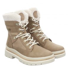  Remonte, Ice Grip, Veloursleder-Schnürstiefel in beige für Damen