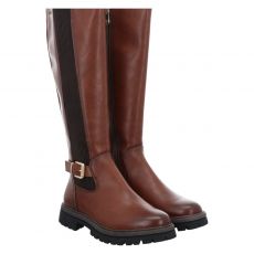  Marco Tozzi, Da.-stiefel, hoher Glattleder-Stiefel in braun für Damen