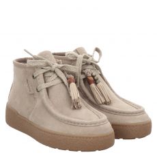  Tamaris, Da.-stiefel, Veloursleder-Schnürstiefel in beige für Damen