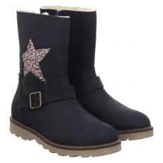  Schuhengel Veloursleder-Winterstiefel in blau für Kinder