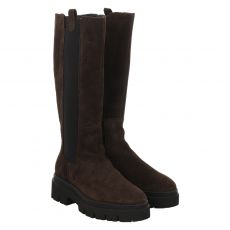 Tamaris, Da.-stiefel, hoher Veloursleder-Stiefel in braun für Damen
